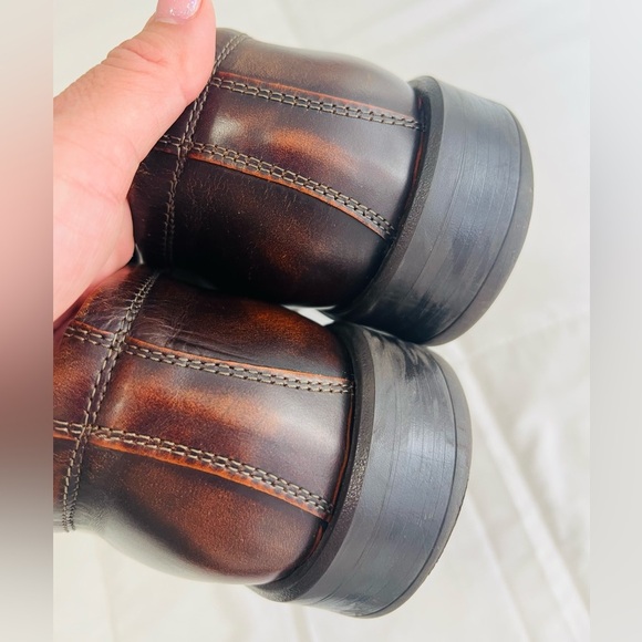 VENTURINI FOR MEN DARK BROWN LEATHER SLIP‎ ON DRESS LOAFERS SIZE 9